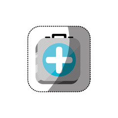 sticker color square 3d button with first aid kit vector illustration