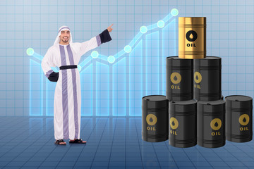 Arab businessman in oil price business concept