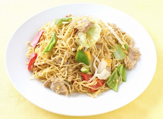 Home made Fried egg noodle and mixed vegetable