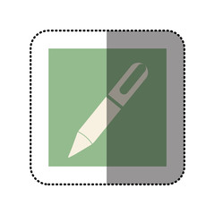 color sticker square with pen icon vector illustration