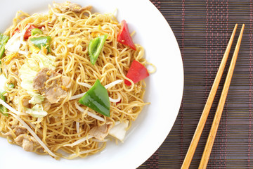 Home made Fried egg noodle and mixed vegetable