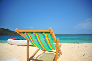 Beach Chairs on Summer Beach