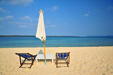 Beach Chairs on Summer Beach