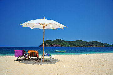 Beach Chairs on Summer Beach
