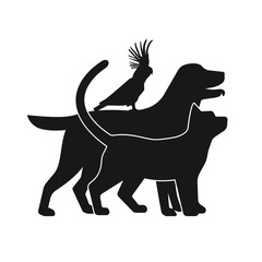 Drawing of pets monochrome illustration.