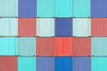 Colorful stack of container shipping at dockyard
