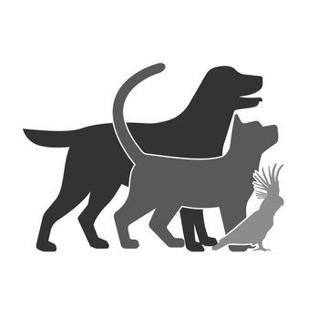 recommend clip art: Drawing of pets monochrome illustration.