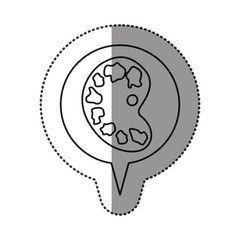monochrome contour sticker with art palette icon in circular speech vector illustration