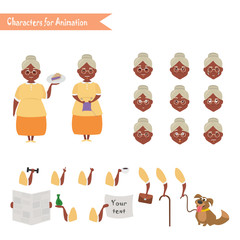 Funny Grandmother housewife cartoon.