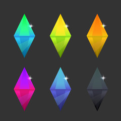 Set of cartoon different color crystals