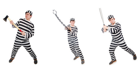 Funny prison inmate in concept