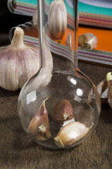 Laboratory Glassware and garlic