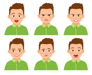 Boy face expression set