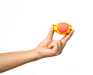 hand holding a easter egg on white