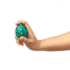 hand holding a easter egg on white