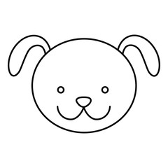 silhouette caricature face cute dog animal vector illustration
