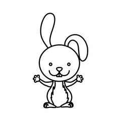 silhouette picture cute rabbit animal vector illustration