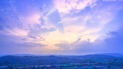 beautiful sunset above corn fields