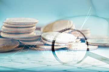 Stack of coins money, finance or interest concept