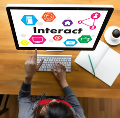 Interact Communicate Businessman working Connect Social Media Social Networking