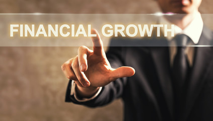 Financial Growth text with businessman