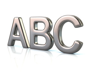 Silver ABC letters 3d illustration