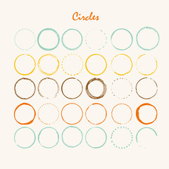 Handdrawn creative painted circle for logo, label, branding. Black brush stain texture. Vector illustration.