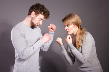 People in fight. Young couple arguing.