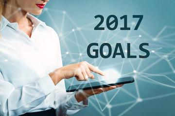 2017 Goals text with business woman