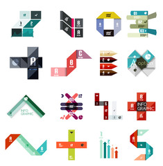 Collection of colorful line and stripe infographic diagram designs, business or web banner templates