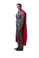 Super hero businessman isolated on white 