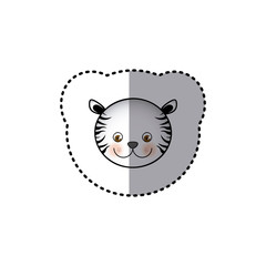 sticker colorful picture face cute tiger animal vector illustration