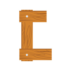 wooden alphabet C letter icon isolated on white background