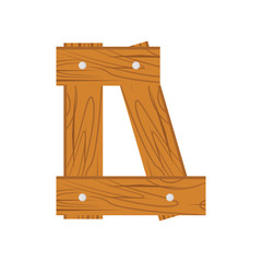 wooden alphabet D letter icon isolated on white background