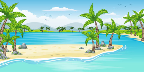 Fototapeta na wymiar Illustration of a tropical coastal landscape