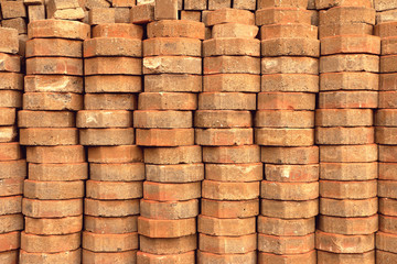 pile of paving old bricks for sidewalk