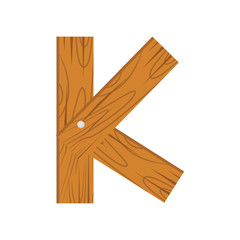 wooden alphabet K letter icon isolated on white background