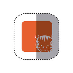 sticker of color background square with face of tiger vector illustration