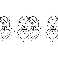 Seamless vector hand drawn fruits pattern, endless border frame with strawberry. Decorative cute graphic line drawing illustration. Print for wrapping, background, fabric, decor, textile, surface