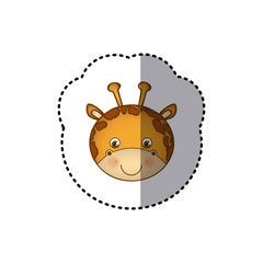 sticker colorful picture face cute giraffe animal vector illustration
