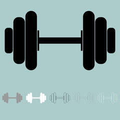 Black grey white dumbells or grips icon.