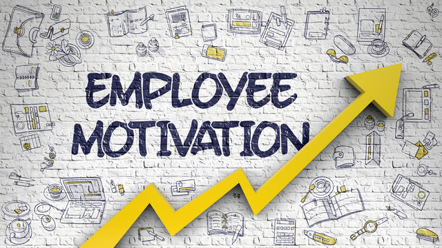 Employee Motivation Drawn on White Brick Wall. 3d.