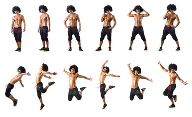 Collage of dancers isolated on white background