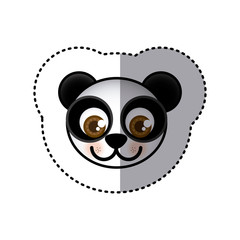 sticker colorful picture face of panda with big eyes vector illustration