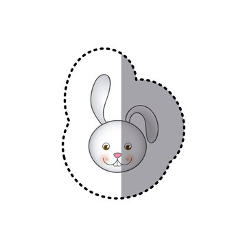 small sticker colorful picture face cute rabbit animal vector illustration