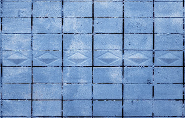 Old Tile Wall Texture Painted in Blue