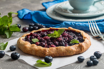 Homemade blueberry galette 
