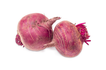 Two beetroots on a light background