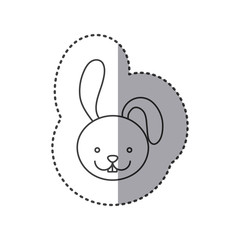 small sticker of grayscale contour with face of rabbit vector illustration