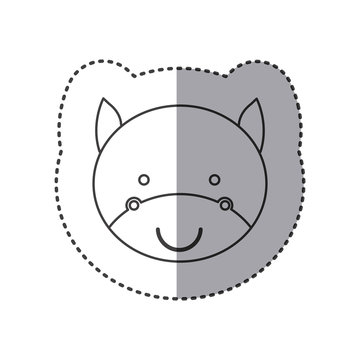 sticker of grayscale contour with face of bull vector illustration